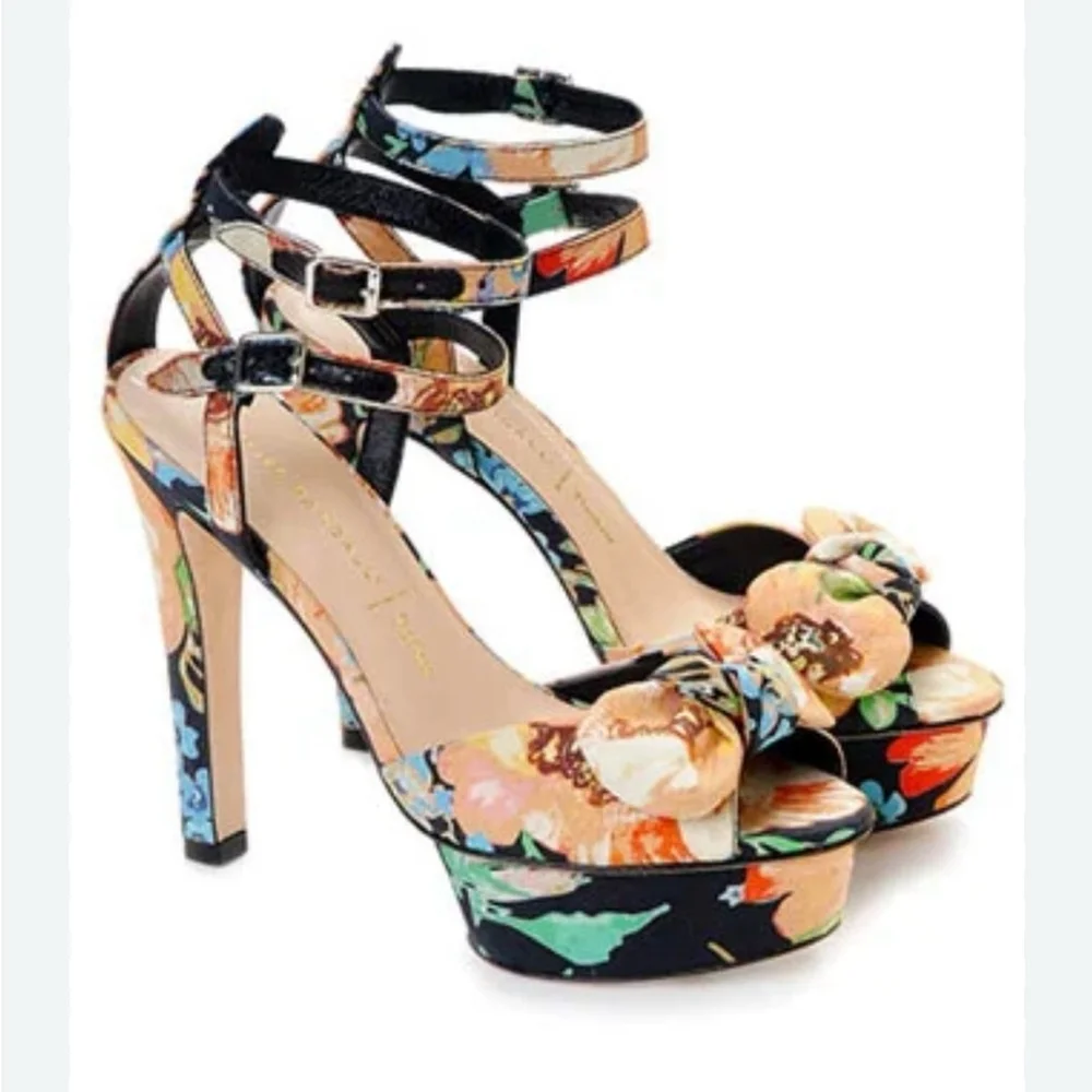 Loeffler Randall Tucker Floral Platform Heels Size 7.5 Statement Designer Sandal
